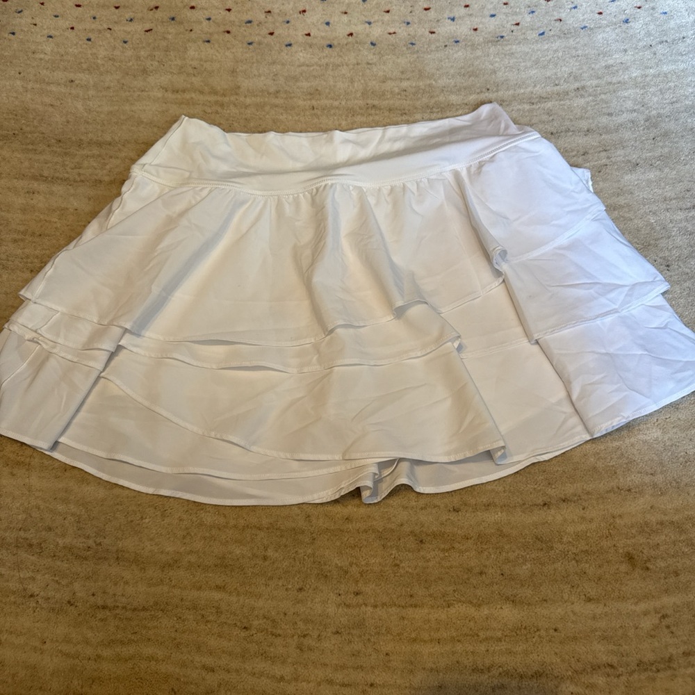 Aerie White Tiered Ruffle Tennis Skirt large